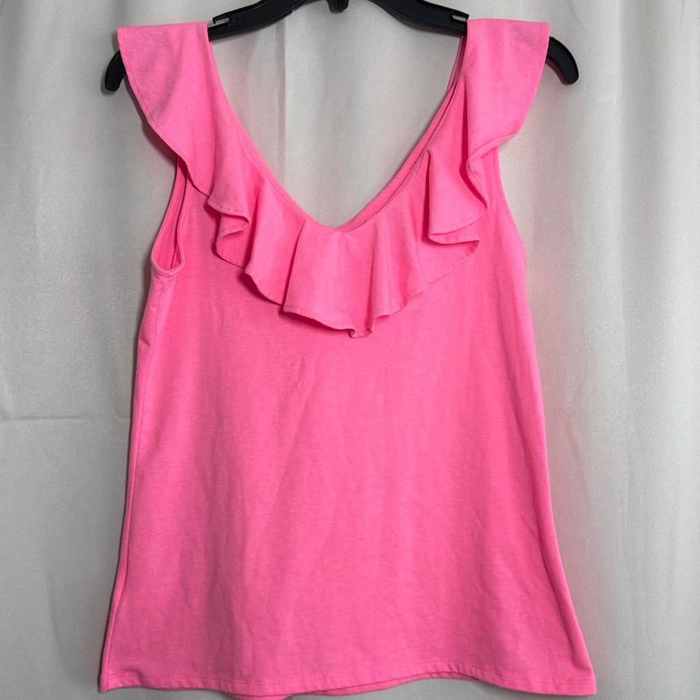 Lilly Pulitzer Alessa Ruffle Pink Tank Top Size XS - Picture 3 of 6